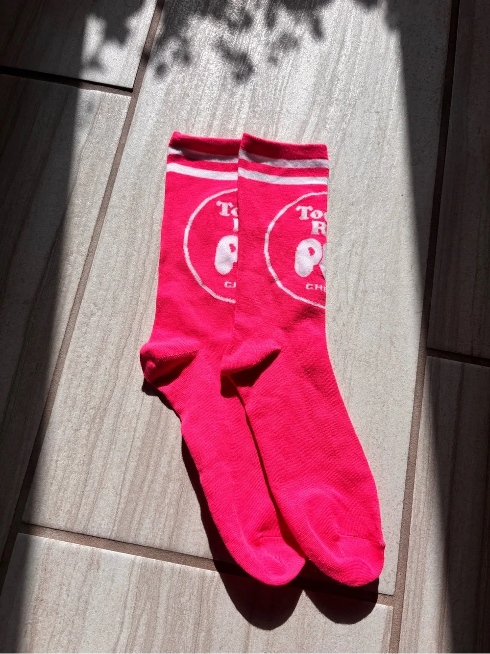 Hot Pink Tootsie Roll Crew Socks with Logo